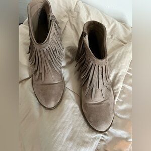 J. Adams Fringe Ankle Booties - Taupe